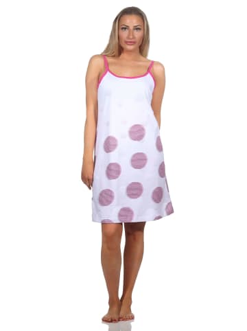 NORMANN Ärmelloses Spaghetti Nachthemd TupfenPunkte - 79537 in pink