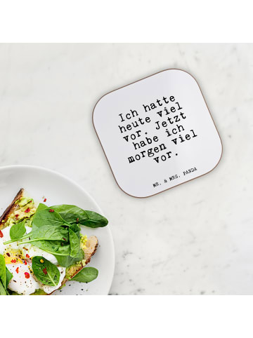 Mr. & Mrs. Panda Untersetzer Glas Ich hatte heute viel... mit Sp... in Weiß