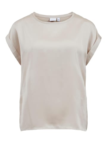 Vila Satain Blusen T-Shirt Kurzarm Basic Top Glänzend VIELLETTE in Beige