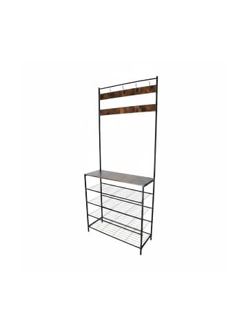 relaxdays Garderobenständer in Schwarz/ Dunkelbraun - (B)80 x (H)190 x (T)30 cm