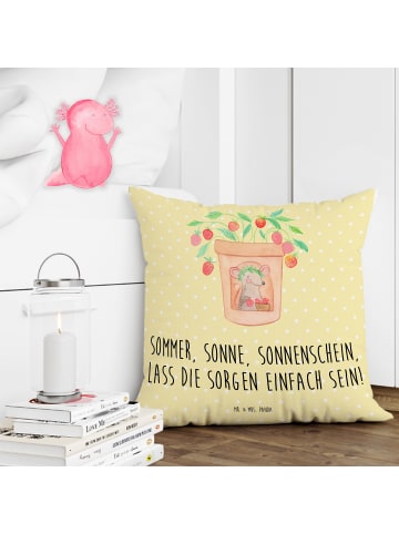 Mr. & Mrs. Panda Deko Kissen Sommerfreude mit Spruch in Gelb Pastell