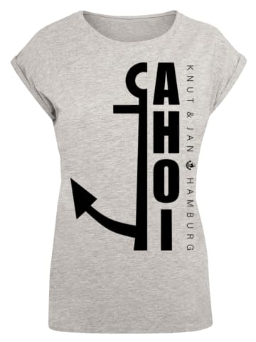 F4NT4STIC Damen T-Shirt PLUS SIZE Ahoi Anker Crop Knut & Jan Hamburg in grau meliert