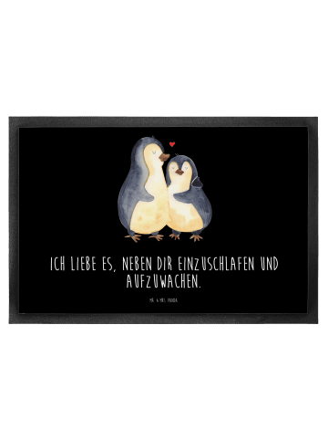 Mr. & Mrs. Panda Fußmatte Pinguine Einschlafen mit Spruch in Schwarz