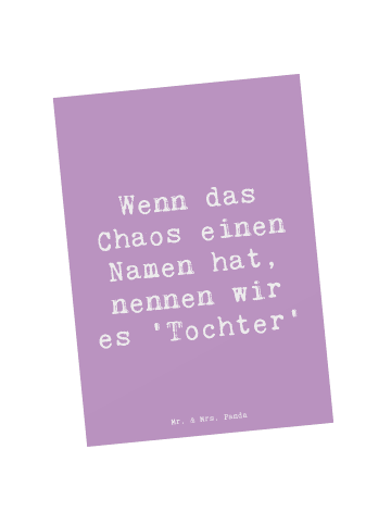 Mr. & Mrs. Panda Postkarte Spruch Chaos Tochter mit Spruch in Lavendeltraum