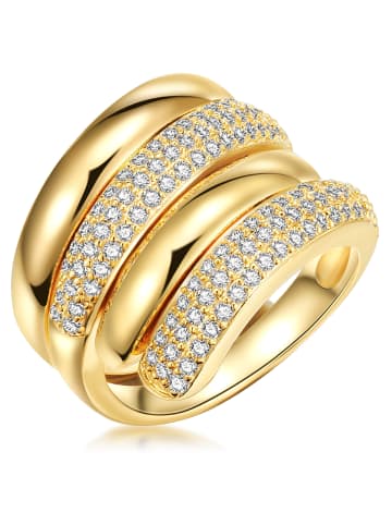 Lulu & Jane Ring Messing Zirkonia in gelbgold