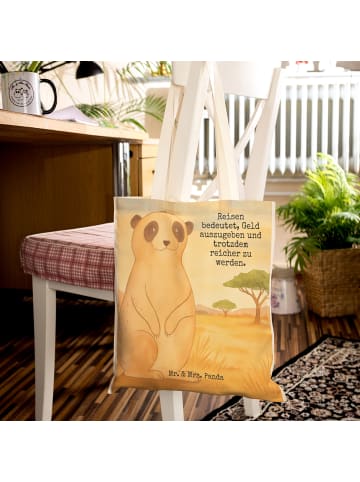 Mr. & Mrs. Panda Einkaufstasche Erdmännchen Design mit Spruch in Weiß