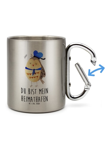 Mr. & Mrs. Panda Becher Camping Eule Matrose mit Spruch in Silber