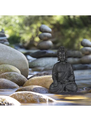 Buddha Figur in Dunkelgrau - (H)18 cm