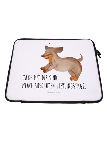 Mr. & Mrs. Panda Notebook Tasche Hund Dackel mit Spruch in Weiß