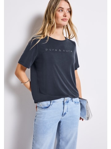 Street One Silk-Look Shirt mit Wording in Blau