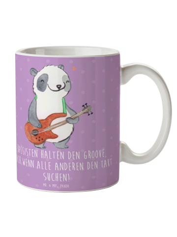 Mr. & Mrs. Panda Keramiktasse Bassgitarre Groove mit Spruch in Lavendeltraum