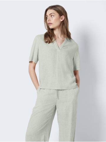 Noisy may Top Lässiges Polokragen Shirt Bequeme Kurzarm Bluse in Mint