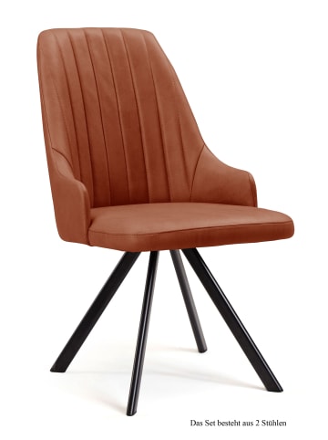 58 aufm Kessel ESSZIMMERSTUHL drehbar (2er-Set) Devyn 52x91x60 Schwarz/Cognac