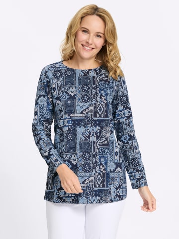 Sieh an! Longshirt in marine-himmelblau-bedruckt