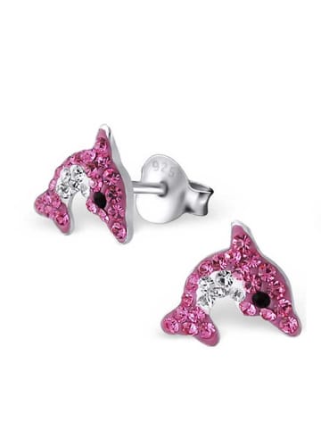 schmuck23 Ohrringe 925 Silber Delfin in Pink