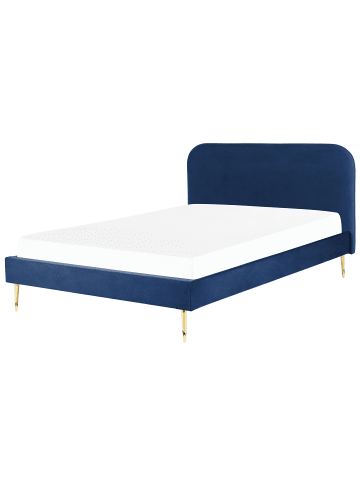 Beliani 2-tlg Doppelbett FLAYAT in Blau/Gold