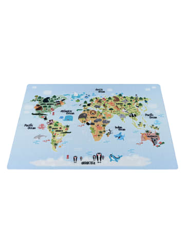 KADIMA DESIGN Teppich Kinder Weltkarte mit Tieren Polyamid rutschfest Kinderzimmer