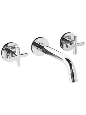 Beliani Wasserhähne KAIETEUR in Silber - (W) 30 x (H) 9 x (L) 21 cm