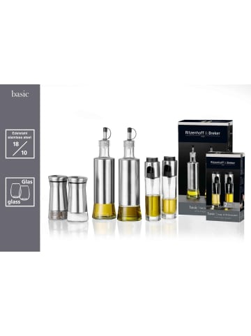 Ritzenhoff & Breker 2er Set Essig & Öl Flasche Basic 320 ml in transparent-silber