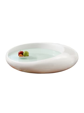 SalesFever Couchtisch Ø 100 cm rund - 10 mm Weißglasplatte und Korpus Fiberglas in Weiß