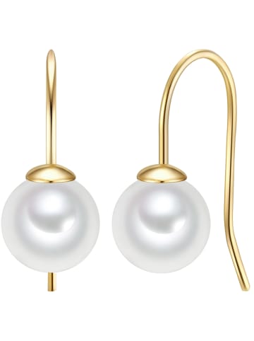 Trilani Perlen-Ohrhänger Sterling Silber Süßwasser-Zuchtperle in gelbgold