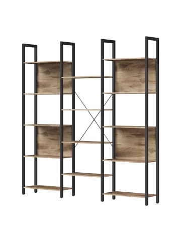 VASAGLE Bücherregal Barnet in Hellbraun-Schwarz - (B)158 x (H)166 x (T)24 cm