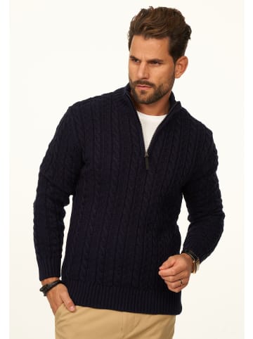 DAILY COTTON Strickpullover - als Grobstrick Troyer Pulli mit Zopfmuster für Herren in Navy