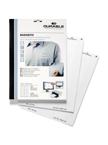 Durable Namensschilder Badgefix 40x75 mm Packung mit 240 Stück selbstklebend