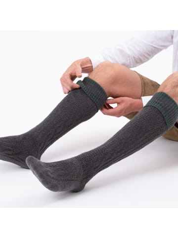 Occulto Lange Trachtensocken Wiesendistel in Anthrazit-Grün