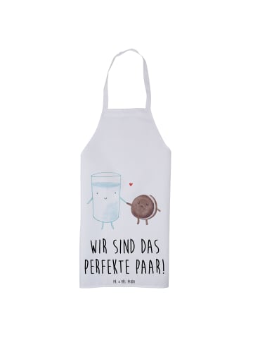 Mr. & Mrs. Panda Kochschürze Milch Keks mit Spruch in Weiß