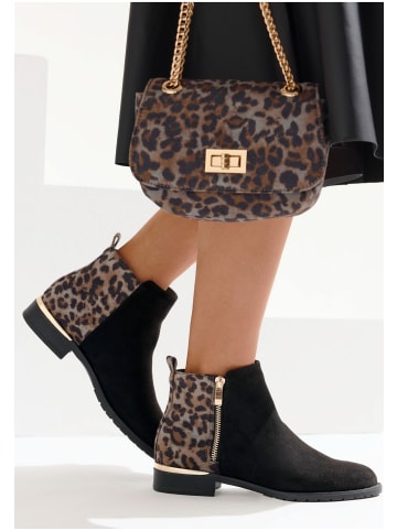 LASCANA Stiefelette in schwarz/leo