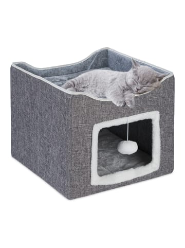 relaxdays Katzenhöhle in Grau - (B)40 x (H)32 x (T)40 cm