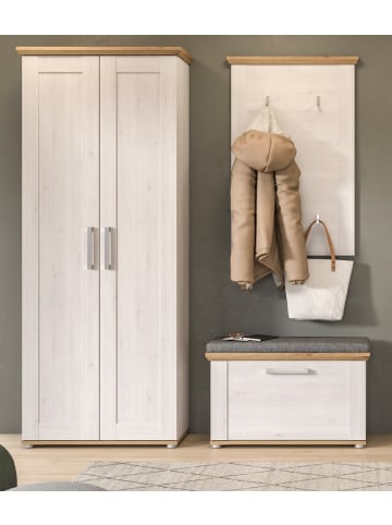 Inn.Furn Garderobe Set 3-teilig weiß Lärche 175 cm, Komplettset im Landhaus-Stil