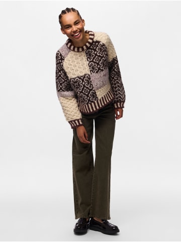 Pieces Strickpullover in Greige
