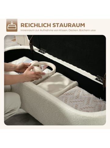 HOMCOM Sitzbank in Cremeweiß 114,5L x 40B x 48H cm