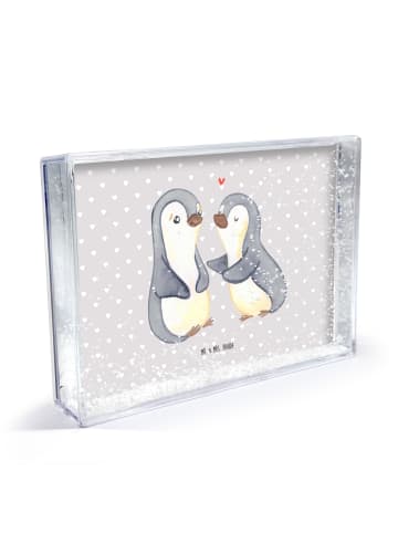 Mr. & Mrs. Panda Bilderrahmen Pinguine trösten ohne Spruch in Grau Pastell