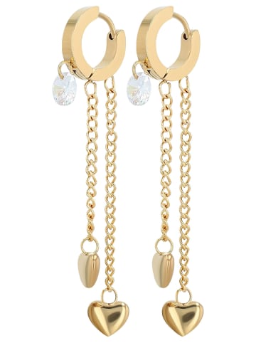 Adeliás Damen Anhänger – Herzanhänger aus Edelstahl mit Strass Steinchen in gold