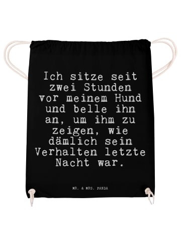 Mr. & Mrs. Panda Sportbeutel Ich sitze seit zwei... mit Spruch in Schwarz