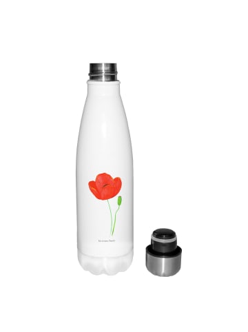 Mr. & Mrs. Panda Wasserflasche Blume Mohnblume ohne Spruch in Weiß