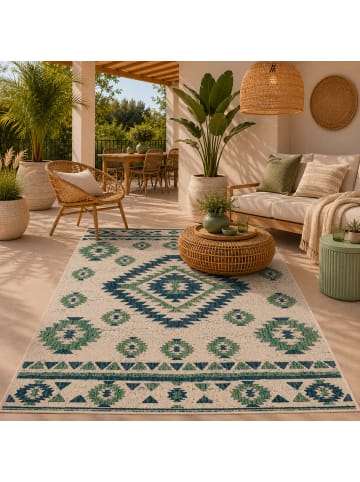 Pergamon In- & Outdoor Teppich Carpetto Vintage in petrol