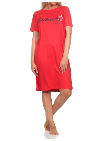 NORMANN Kurzarm Nachthemd Frontprint - 85568 in rot