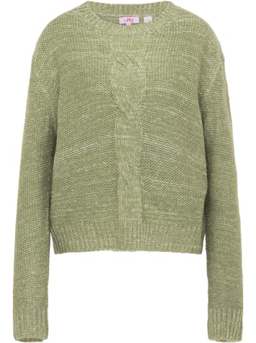 myMo Damen Strickpullover in Moos Wollweiss