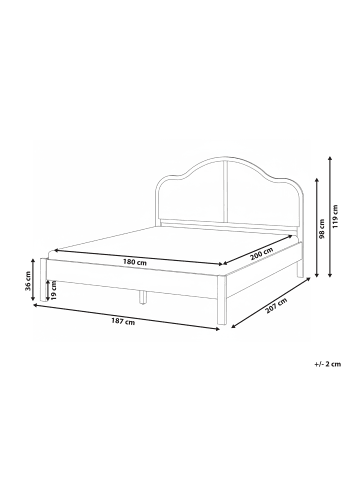 Beliani Doppelbett HOUNOUX in Braun - (W) 187 x (H) 119 x (L) 207 cm