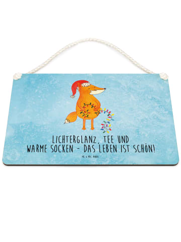 Mr. & Mrs. Panda Schild Fuchs Weihnachten mit Spruch in Eisblau