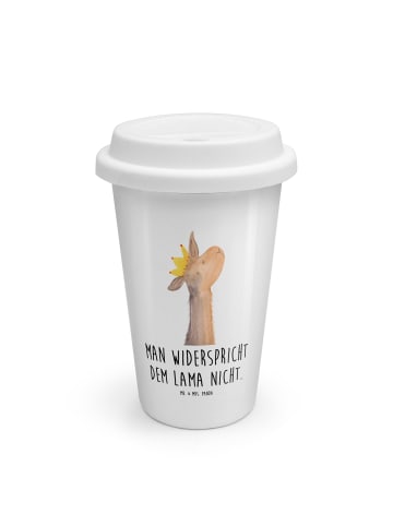 Mr. & Mrs. Panda Kaffeebecher To Go Lamakopf König mit Spruch in Weiß