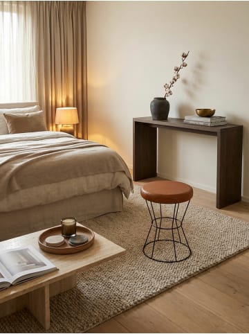 KADIMA DESIGN Sitzhocker Echtleder / Metall 35 x 48 x 35 cm Design Hocker Rund