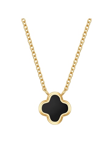 Glanzstücke München Halskette Kleeblatt aus Edelstahl mit Achat in gelbgold