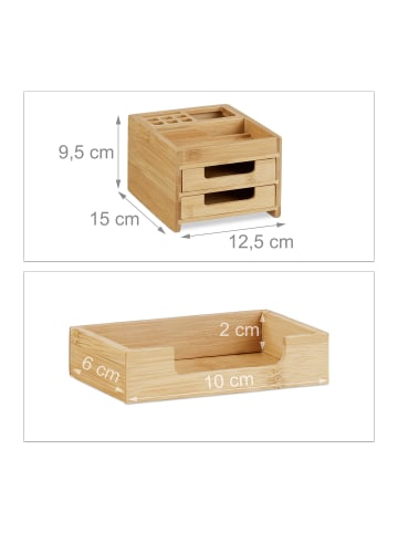relaxdays Schreibtisch Organizer in Natur - (B)12,5 x (H)9,5 x (T)15 cm