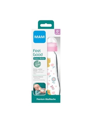 MAM Babyflasche Feel Good matt, Glas, 260 ml, ab 0M in Rosa