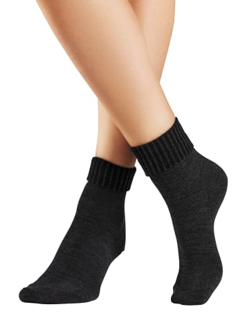 LAVANA basic Umschlagsocken in 2x anthrazit meliert, 1x grau meliert